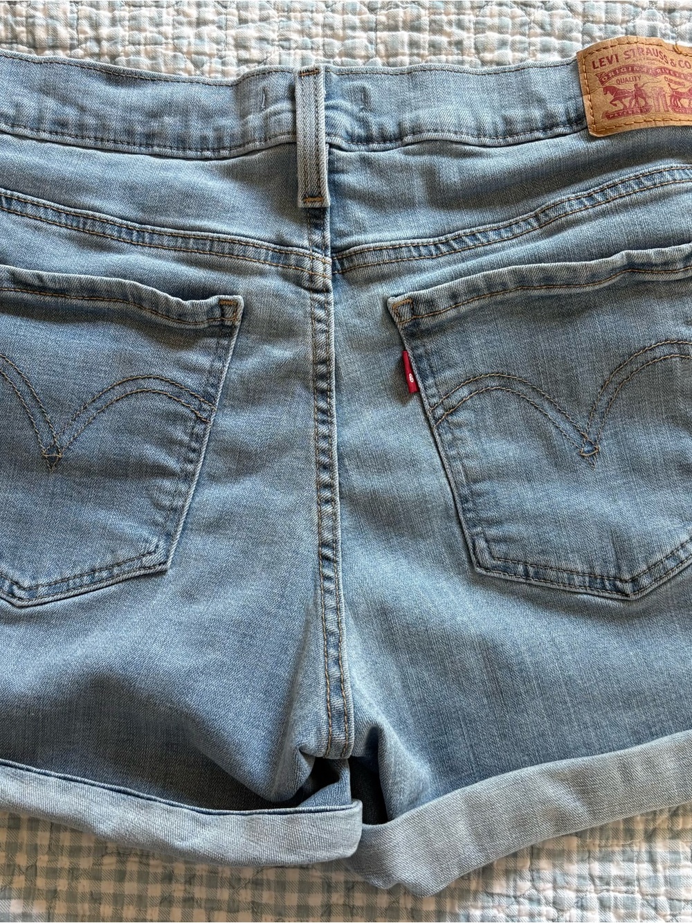 Levi's Light Wash Denim Rolled Cuff Shorts